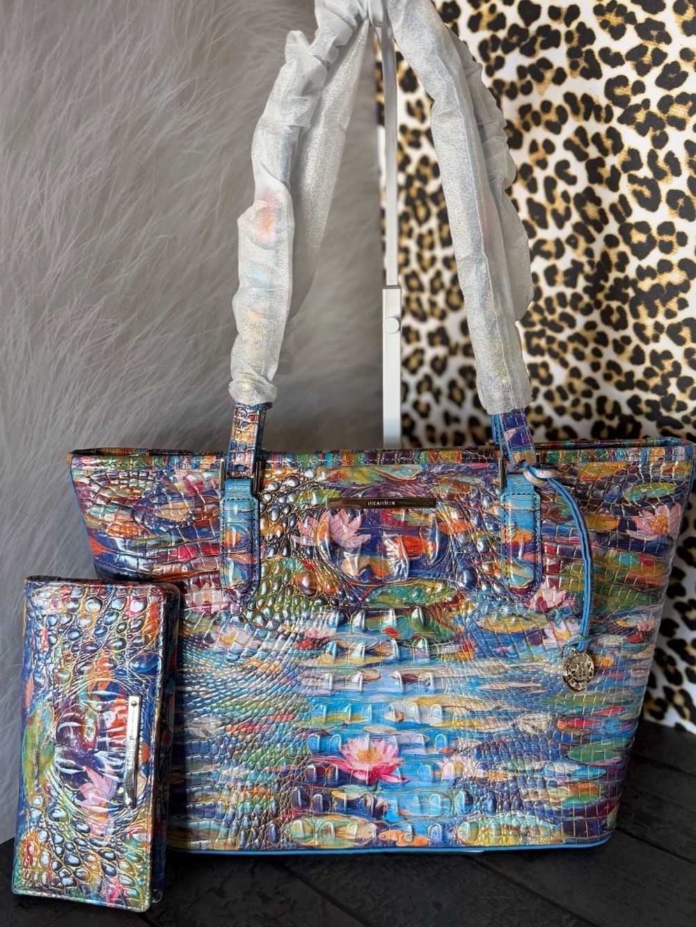 SET! Brahmin Asher Waterlily & Brahmin Ady Waterlily Wallet NWT FIRM